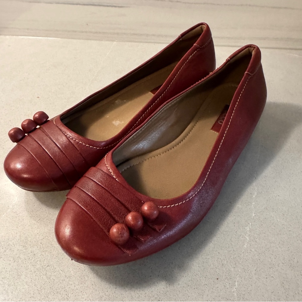 Ecco Womens Shoes Size  Euro 38 /7-7.5 Wine Leather Flats Ballerinas
